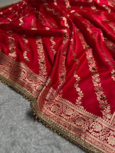 Banarasi Bridal Red Cross with Ghongroo Work BSS10XG