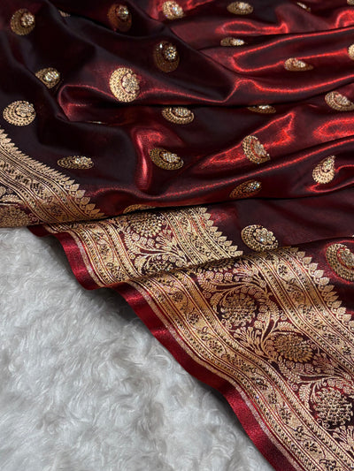 Chand Tara Maroon Boota With Traditional Banarasi Swarovski Work BSS04 (R)