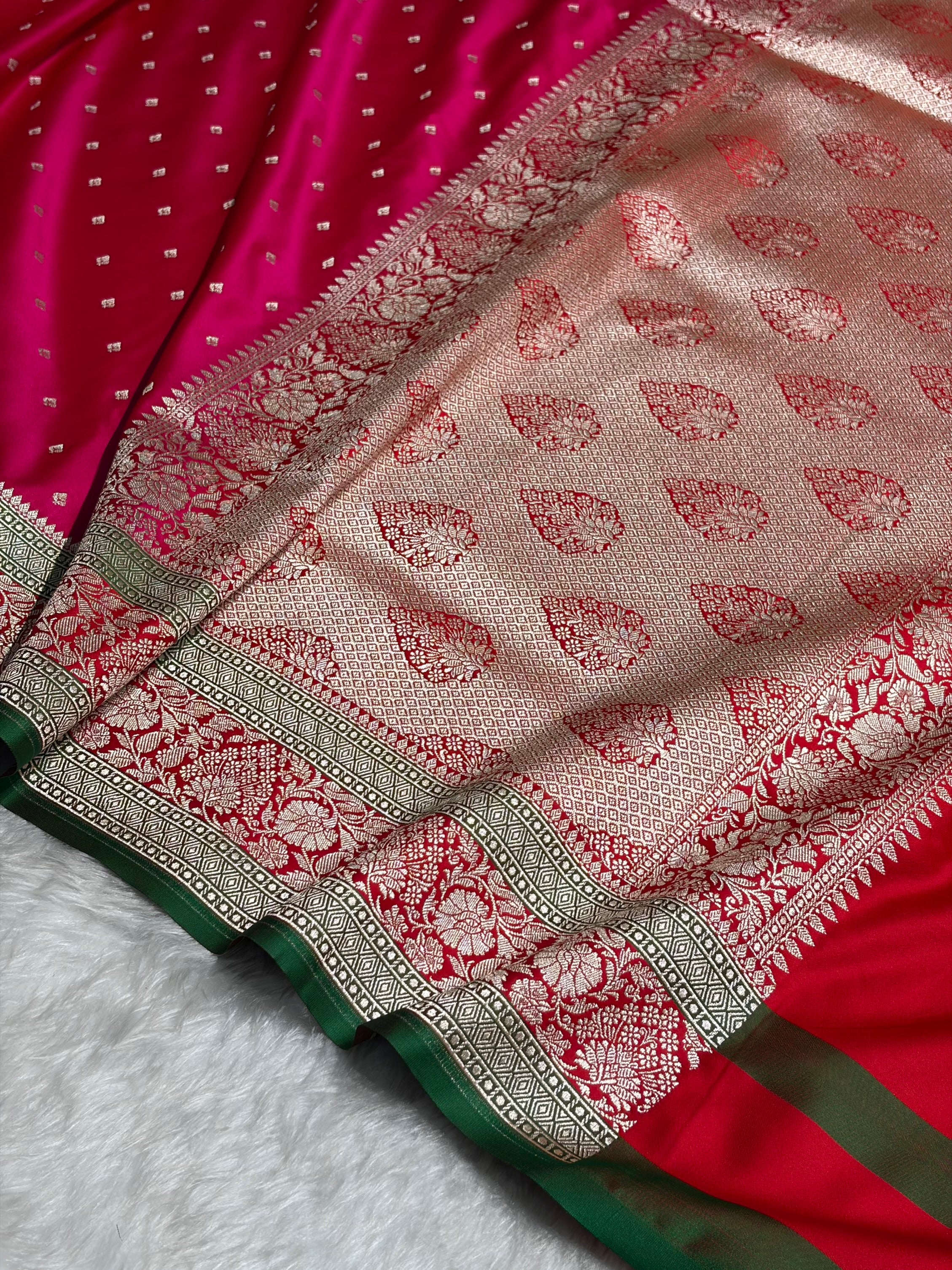 Rani With Red Floral Border Mashru Silk Saree MSM-99