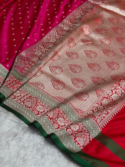 Rani With Red Floral Border Mashru Silk Saree MSM-99