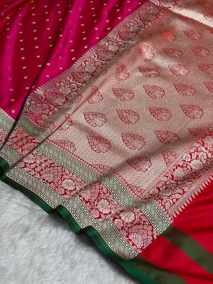 Rani With Red Floral Border Mashru Silk Saree MSM-99