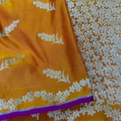 Beautiful Fire Gold Shade Mashru Silk Saree