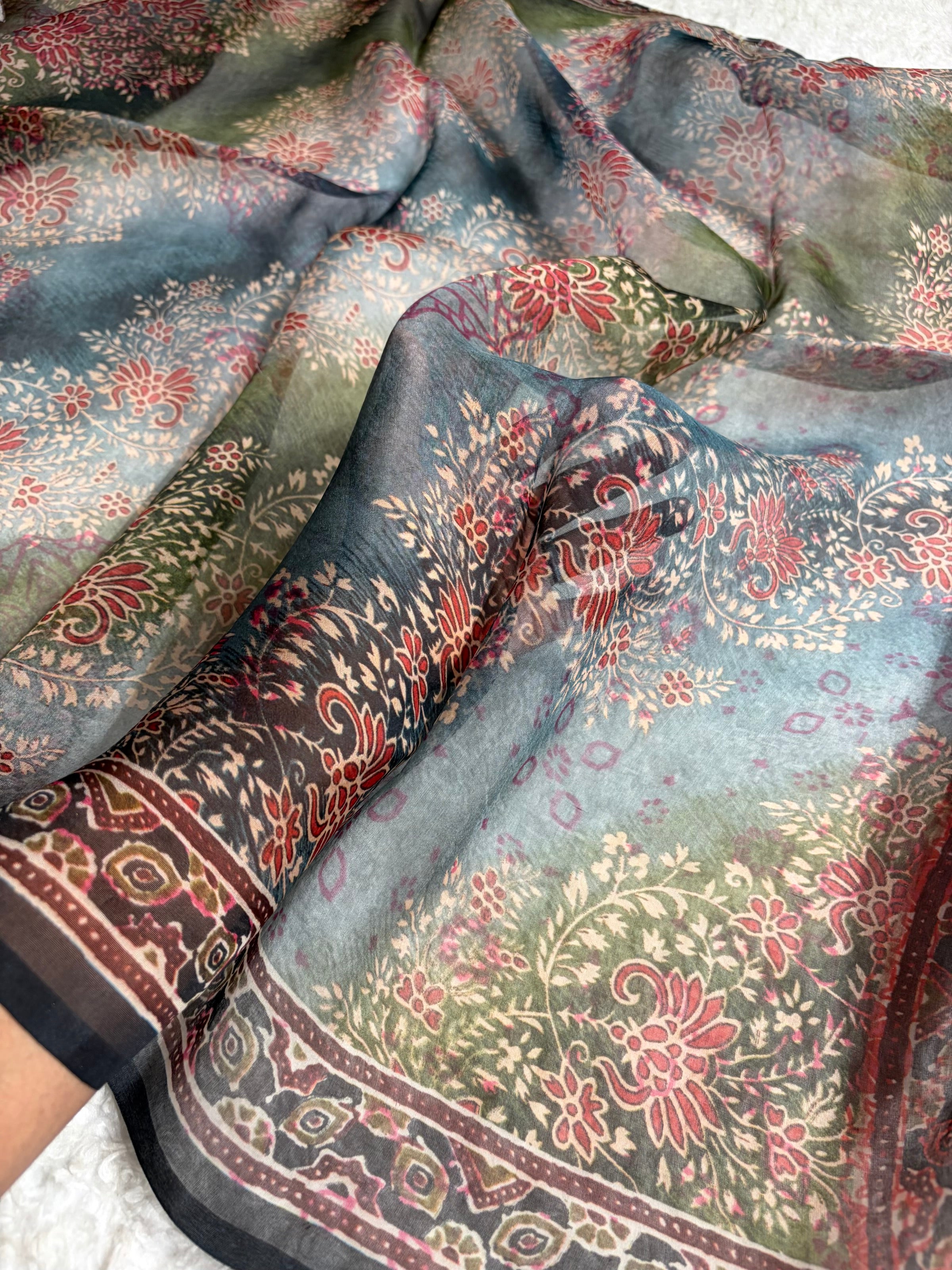 Rainbow Organza with Pastel Multicolor Florals POP13