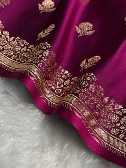 Wine Floral Booti Katan Silk Saree SK23