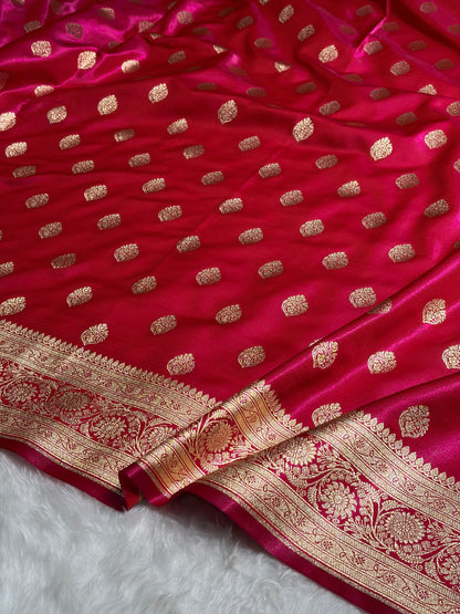 Ultra Light Weight Satin Silk Boota in Cross Rani Shades SS03