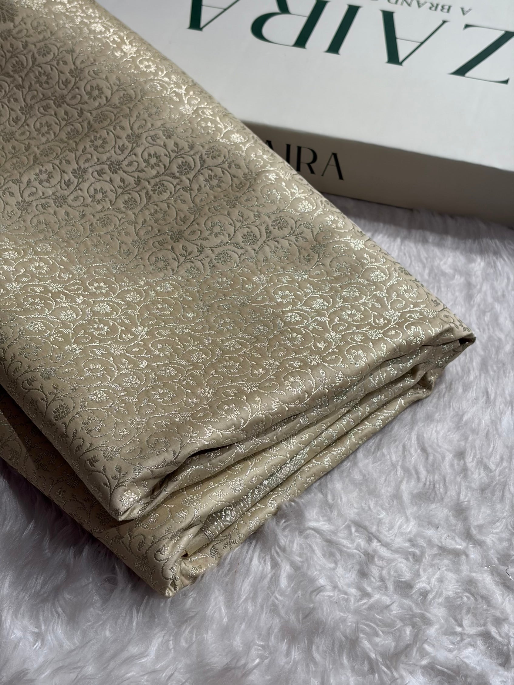 Banarasi Light Cream Brocade Soft Katan Silk Saree