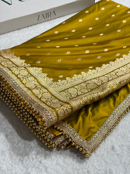 Liril Mehendi Booti Pattern With Gotta Patti Satin Katan Silk Saree SKGP51