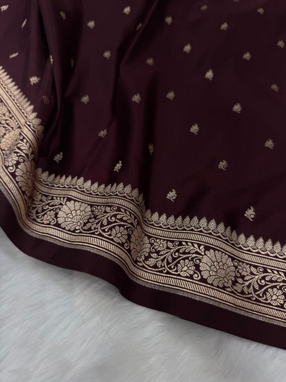 Chocolate shades Mashru Silk Saree for Festive Seasons