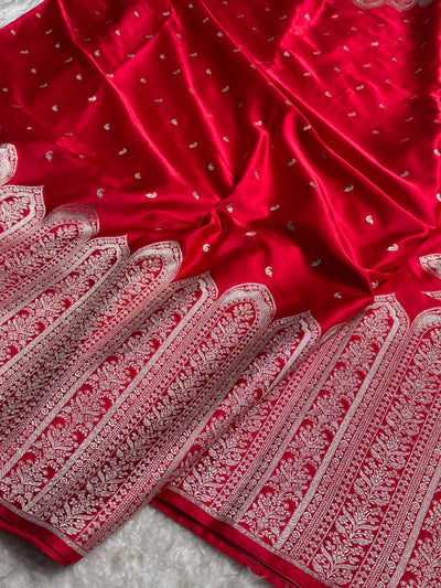 Skirt Border Red Mashru Silk Saree MCS13