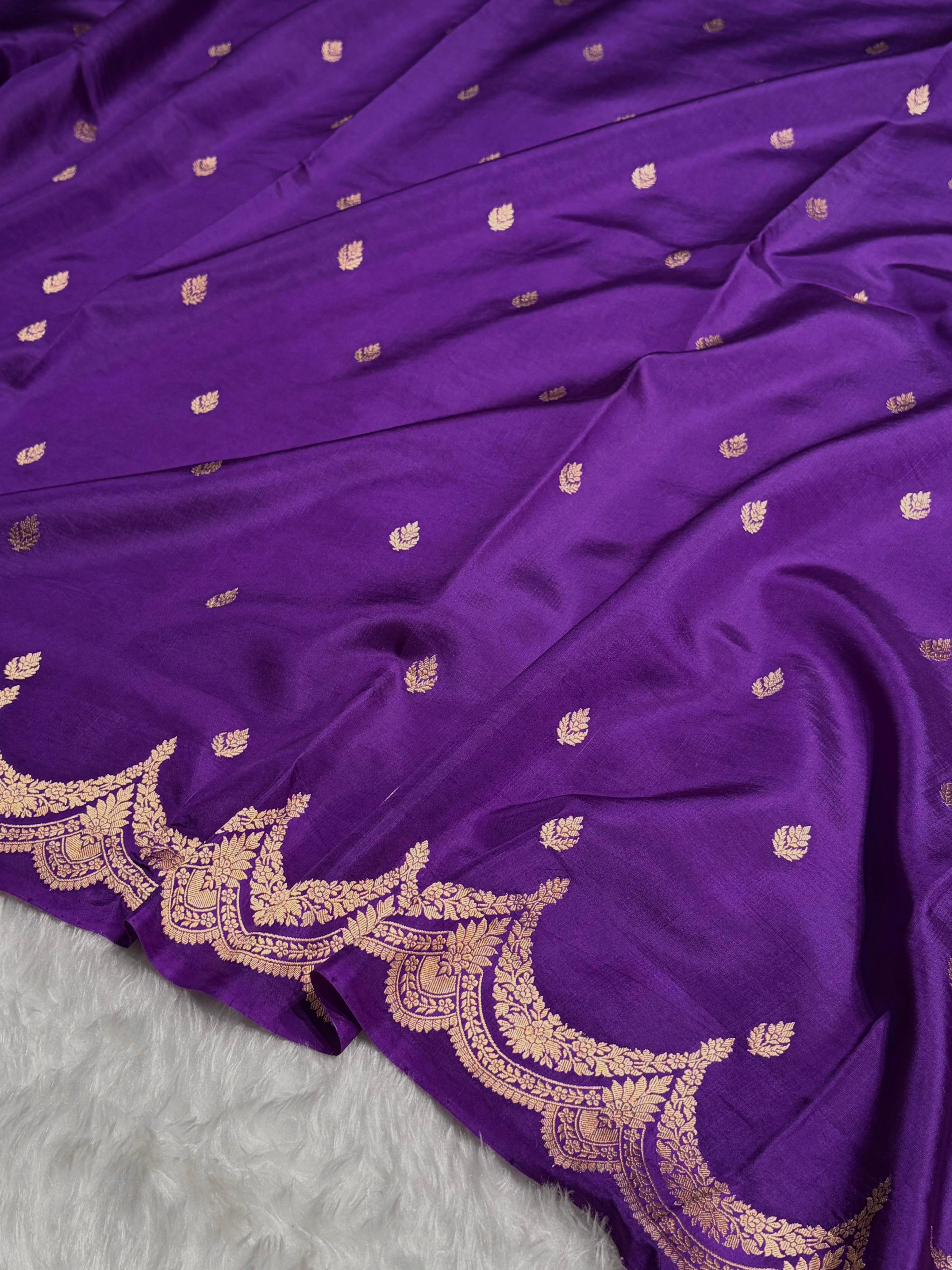 Purple Shades Boota Handwoven Pure Katan Raw Mango Silk RM-19