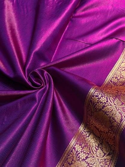 Ultra Light Weight Satin Silk Booti in Purple Cross Shades SS06