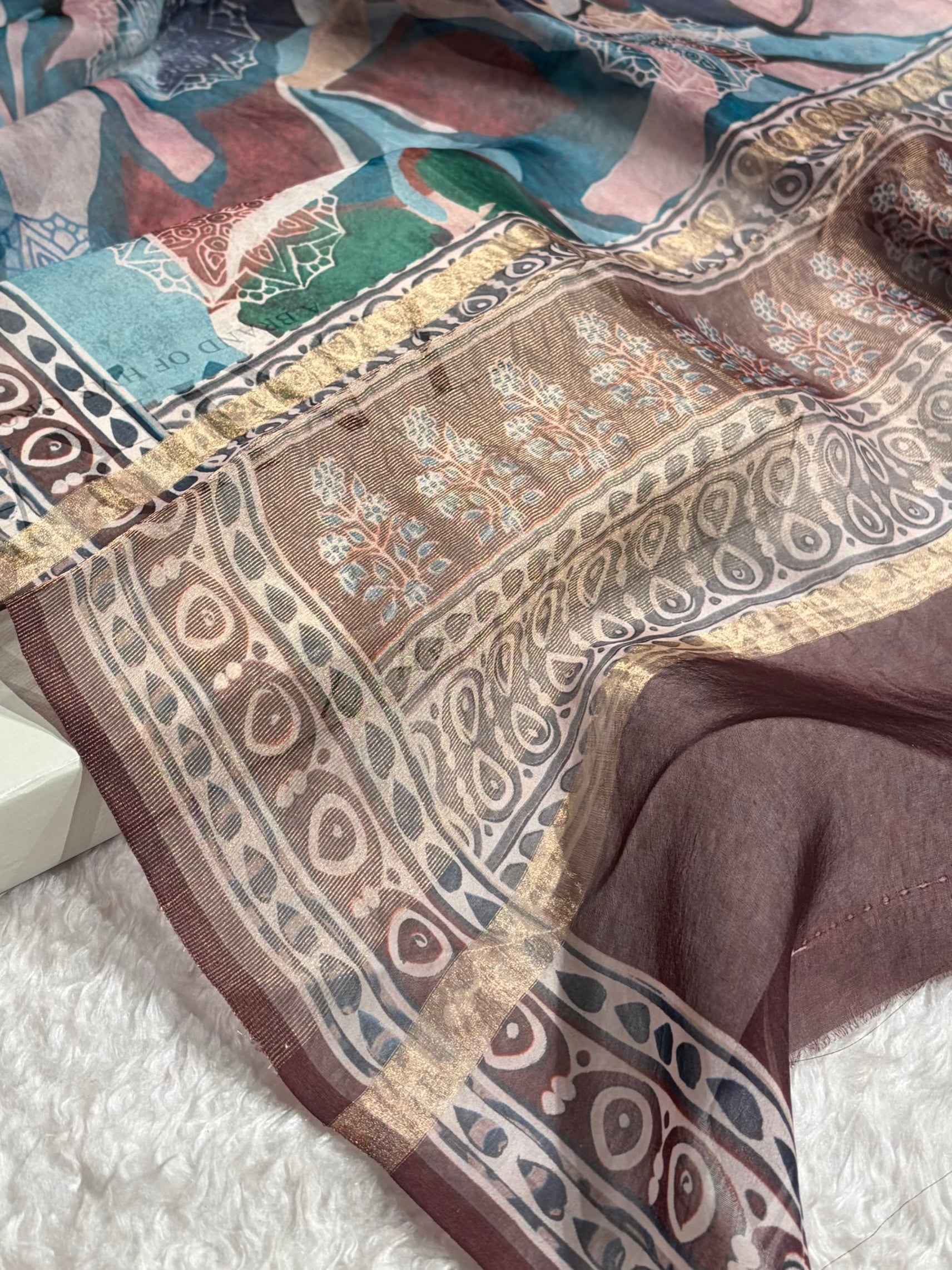 Beautiful Organza with Pastel Multicolor Florals POP16