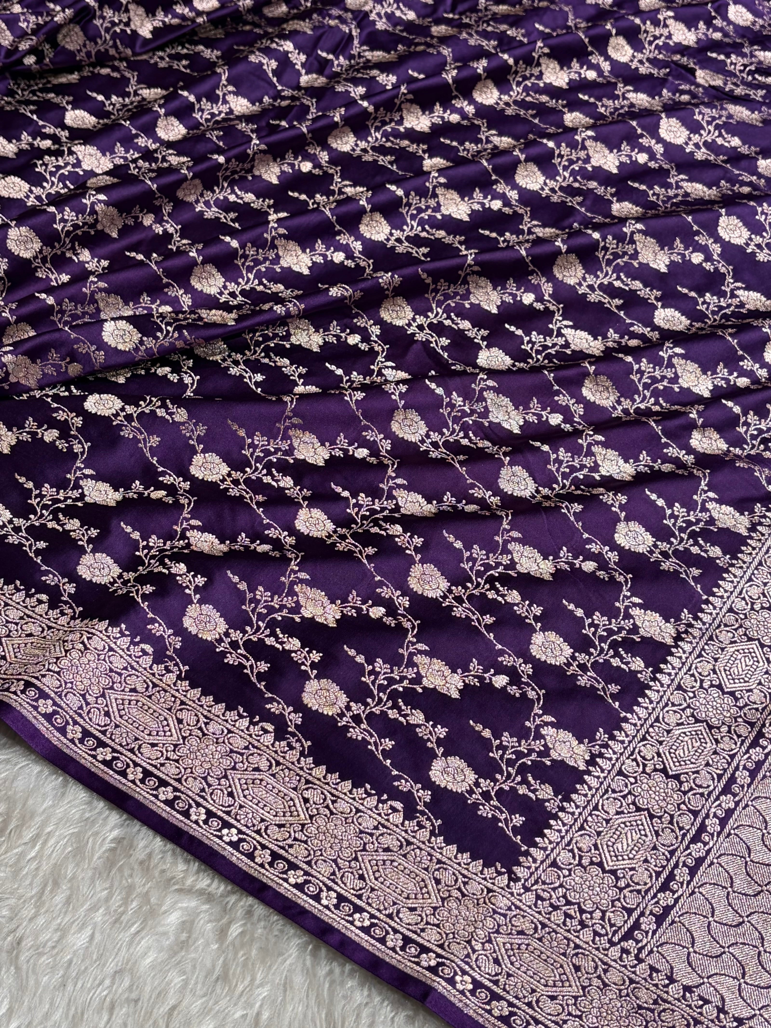 Banarasi Purple Shades Floral Mashru Silk Saree MCS92