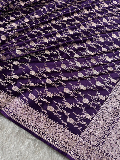 Banarasi Purple Shades Floral Mashru Silk Saree MCS92