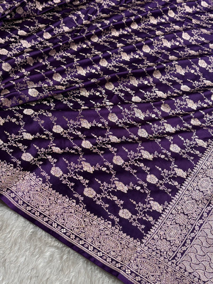 Banarasi Purple Shades Floral Mashru Silk Saree MCS92