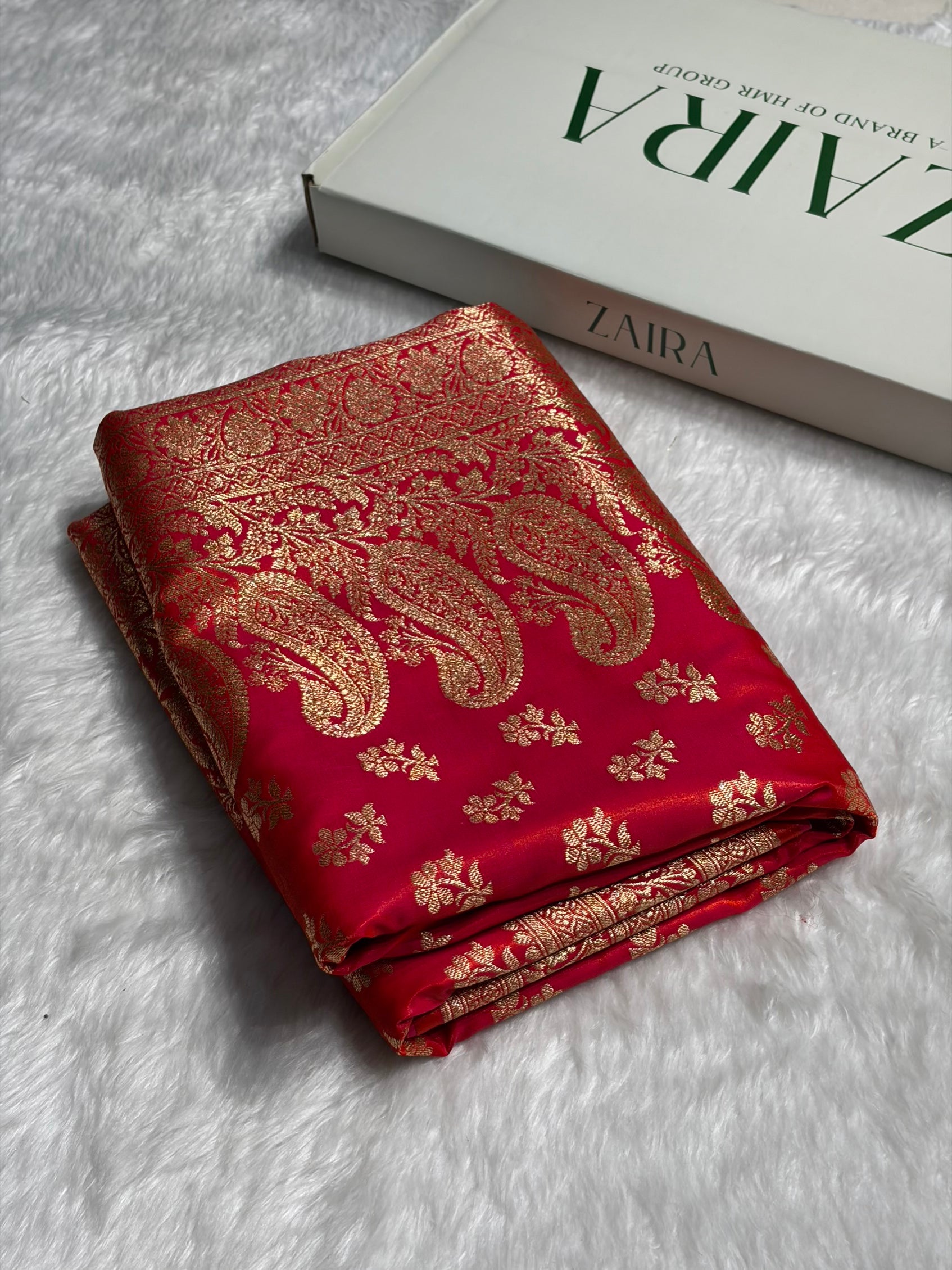 Orange Shades Banarasi Satin Silk Saree SS34