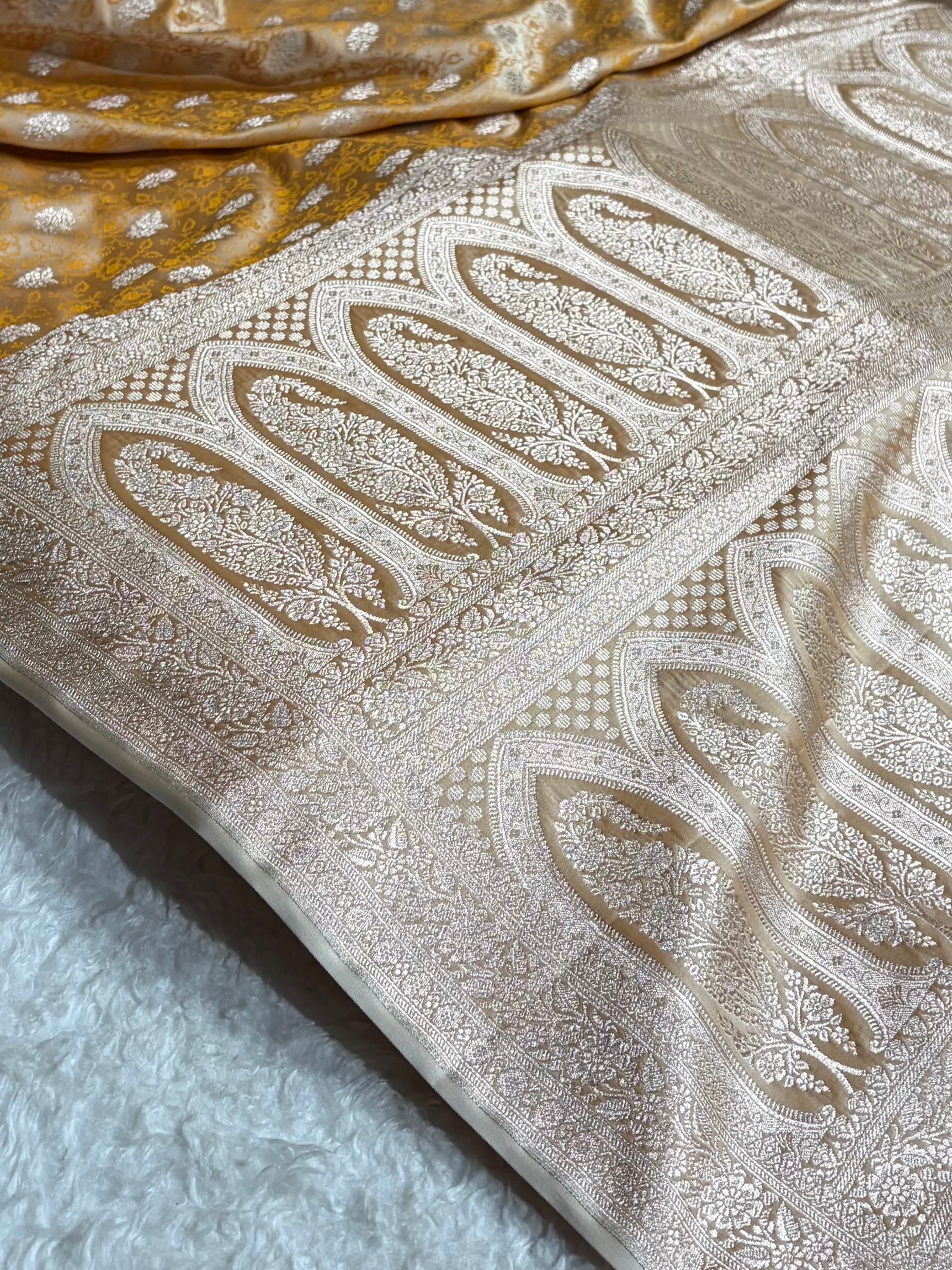 Mustard Shades Tanchoi Motif Mashru Silk Saree MST-10