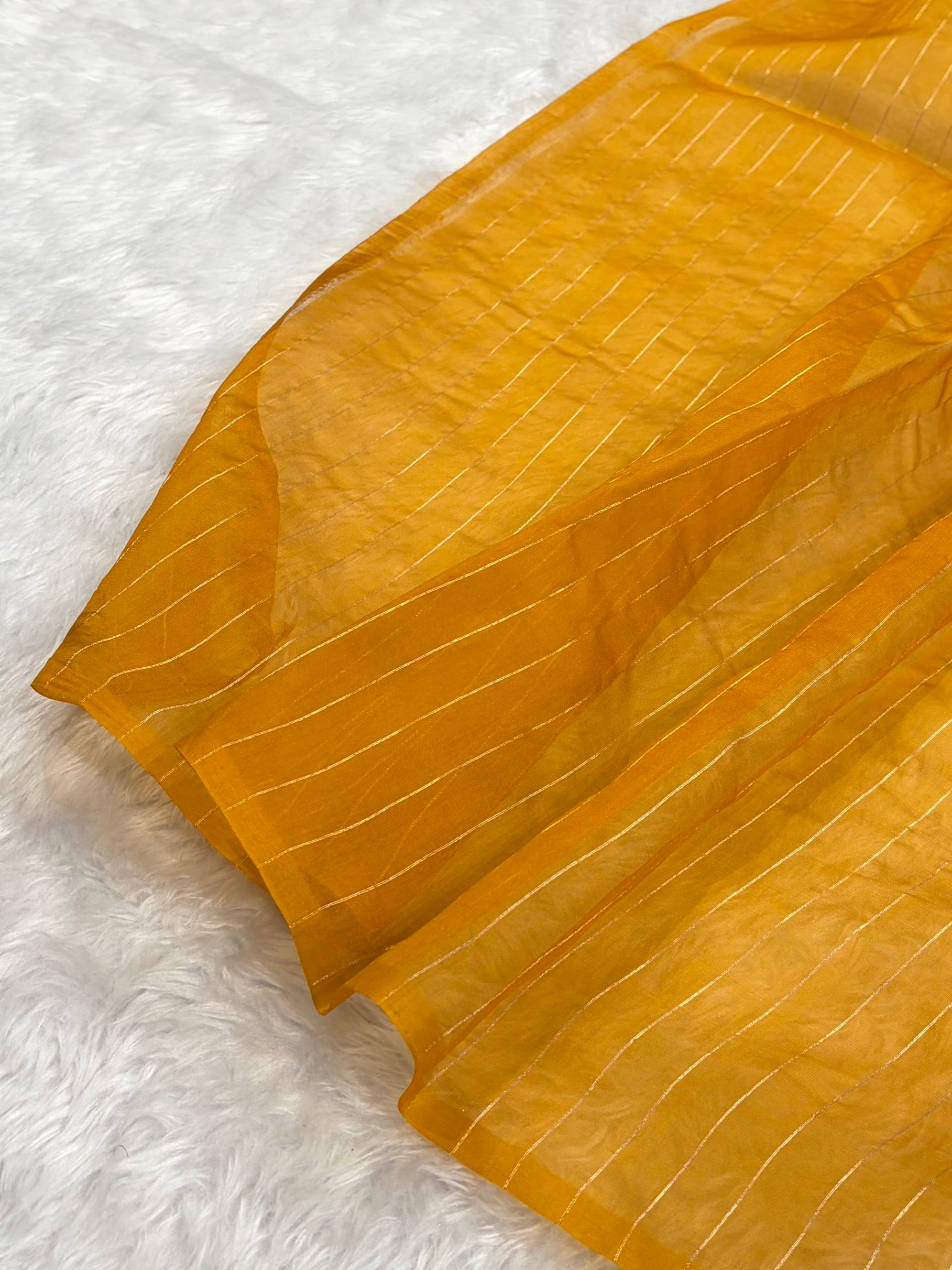 Pure Banarasi Organza Mustard Shades With Minakari Floral Banarasi Silk Saree PO-27