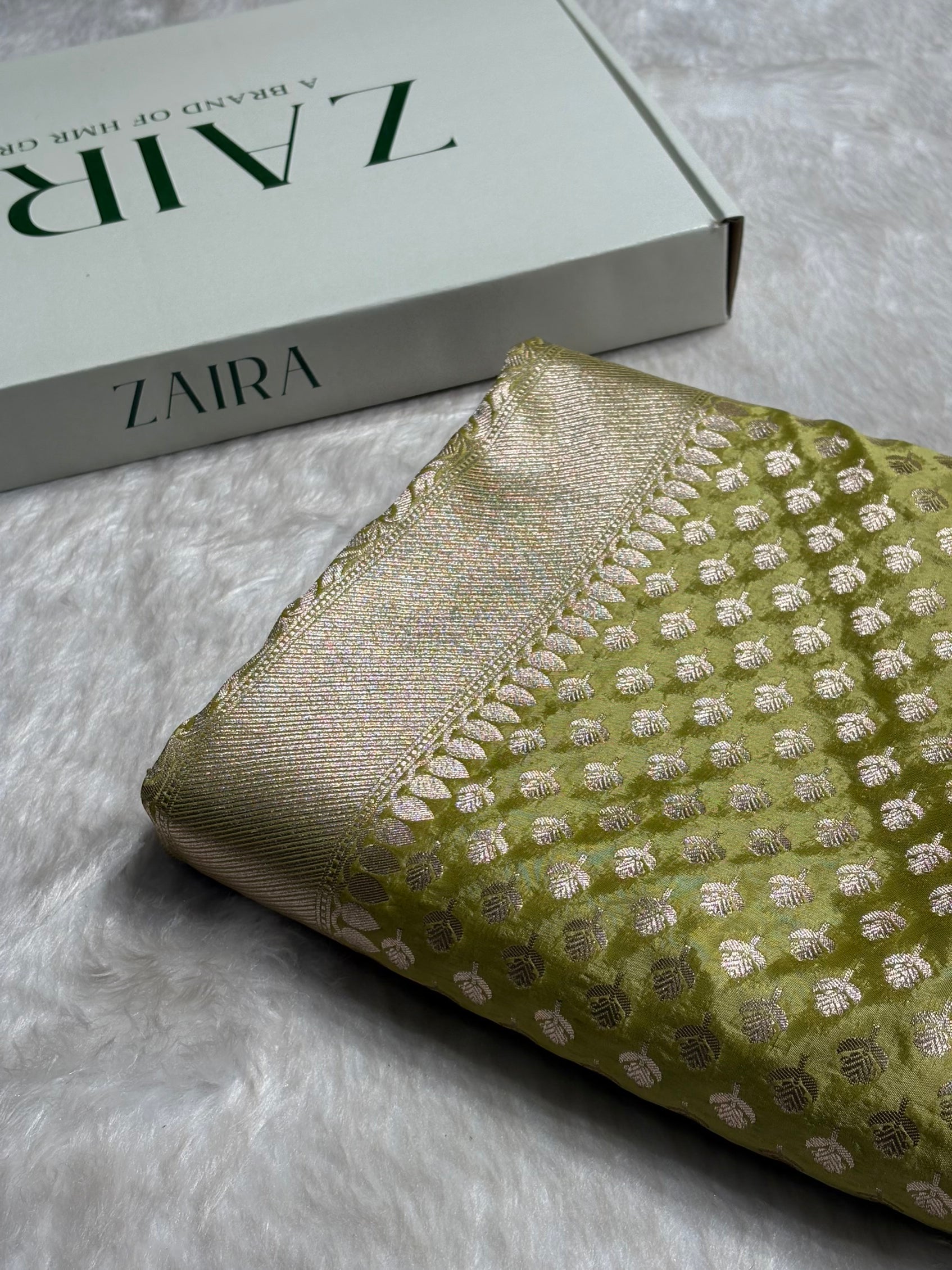 Light Mehendi Green Crepe Silky Katan Banarasi Saree CSK-01