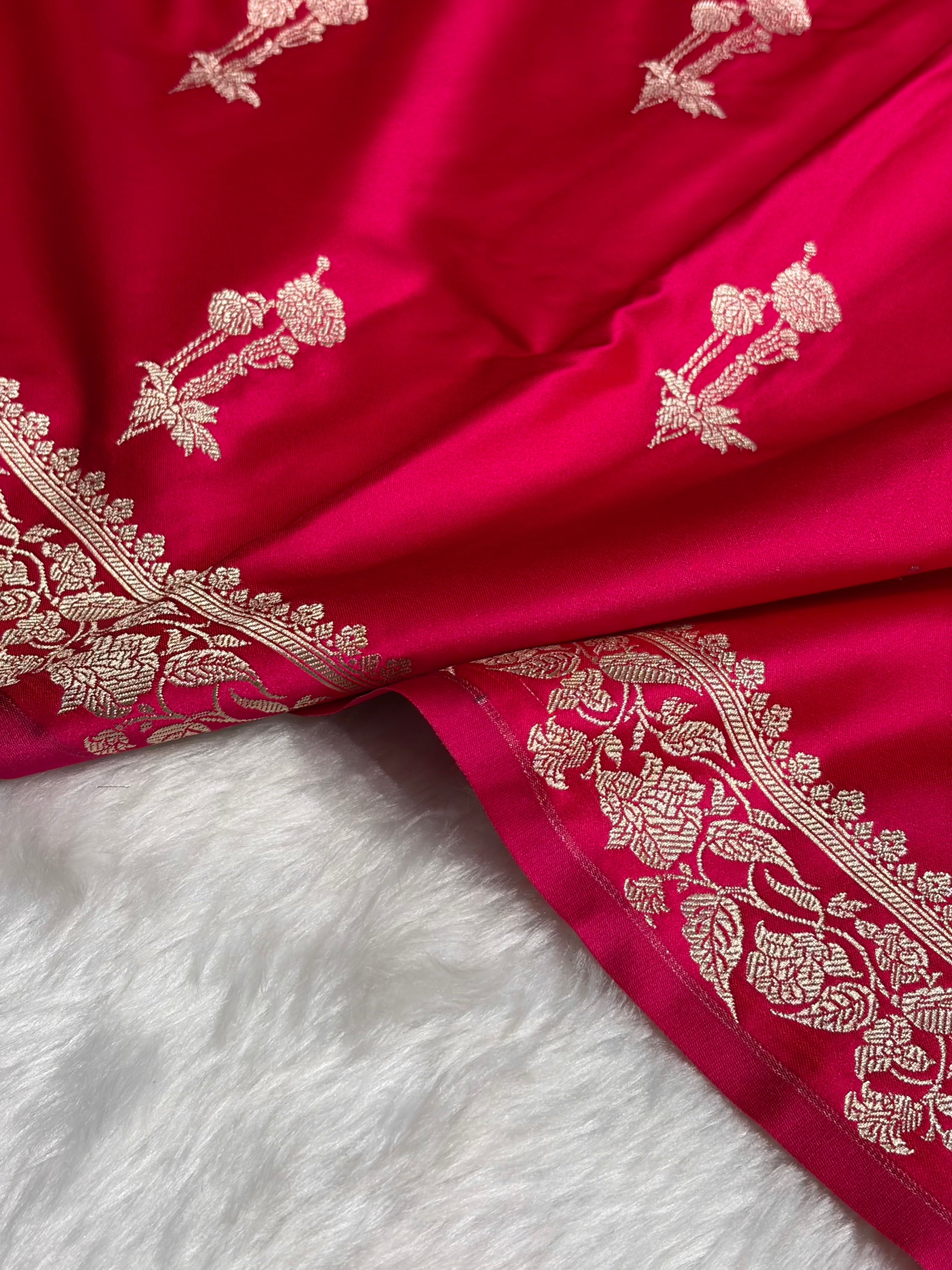 Cross Rani Boota With Floral Border Mashru Silk Saree MSM-92