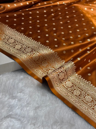 Banarasi Rust Coffee Brown Katan Silk Saree SK01