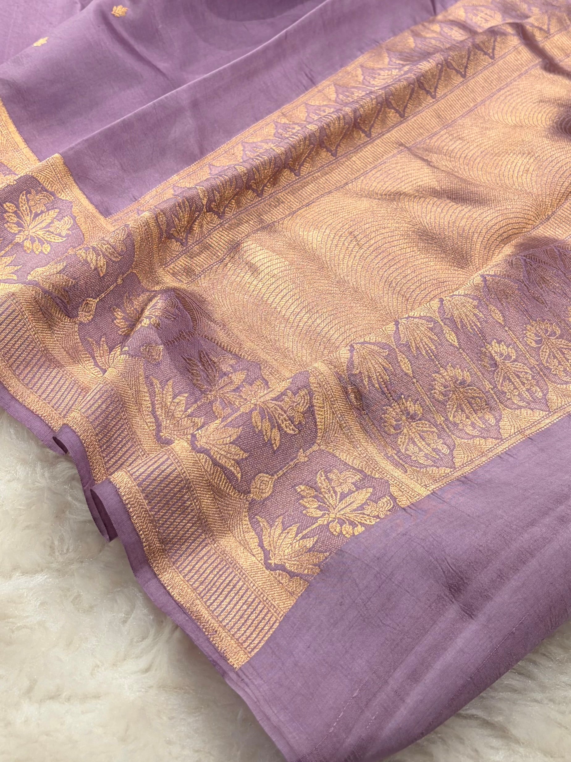 Banarasi Lavender Shades Handwoven Pure Paper Silk Saree RM-89