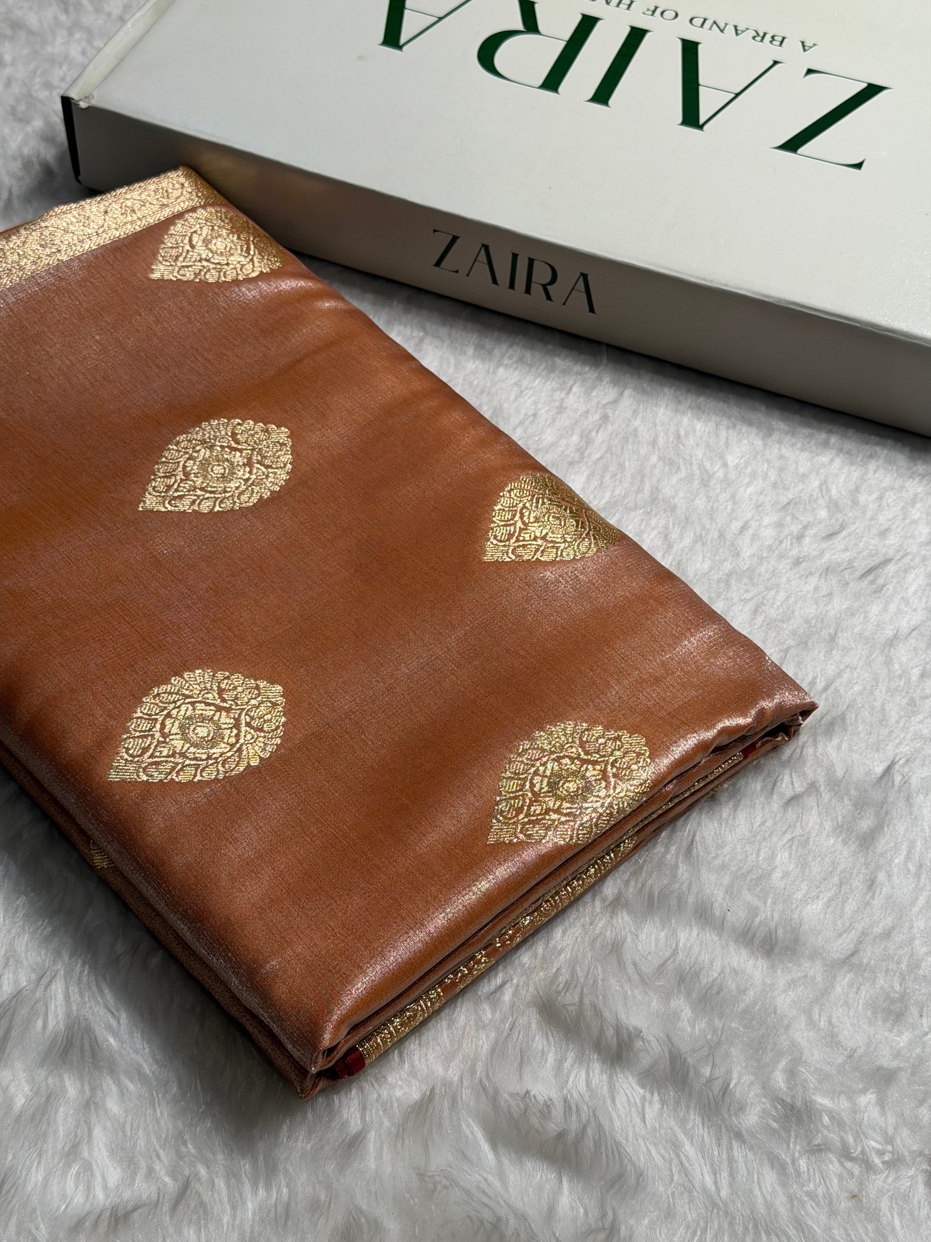 Ultra Light Weight Satin Silk Boota in Copper Shades SS05