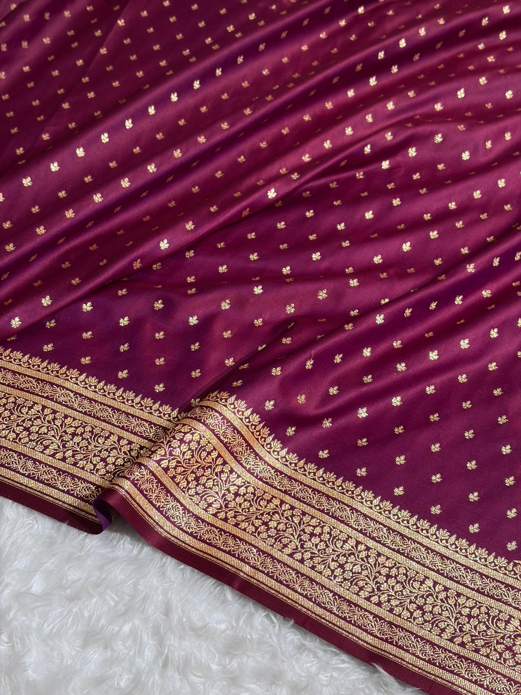 Banarasi Satin Katan Saree in Cross Garnet Shades SK88