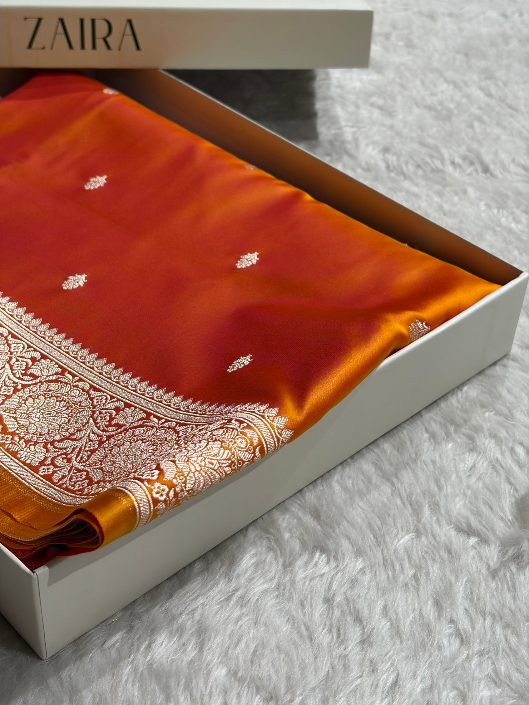 Pinkish Gold Shades Banarasi With Floral Border Mashru Silk Saree MSM-125