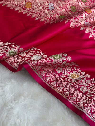 Rani Shades Banarasi Minakari Boota Skirt Pattern Floral Mashru Silk Saree MSM-116
