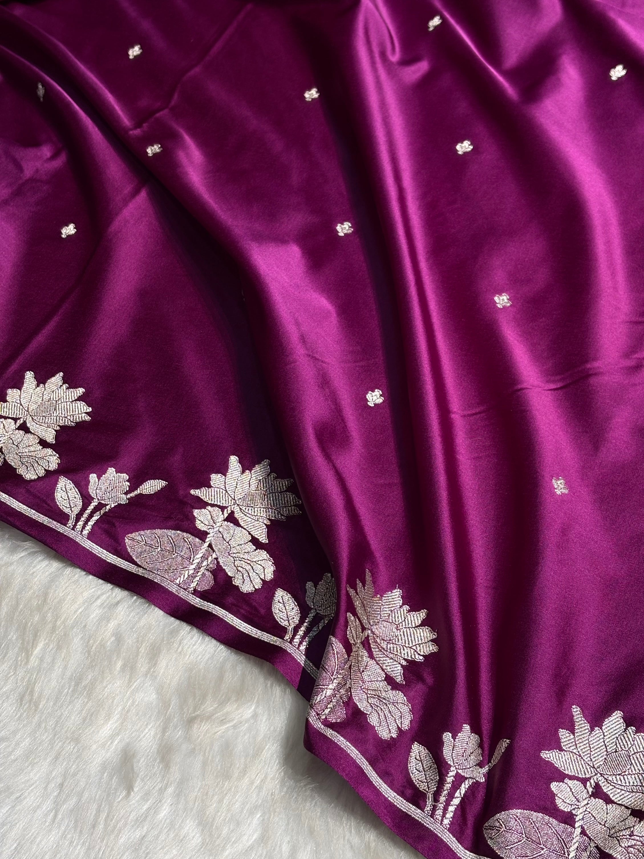 Wine Booti Motif Mashru Silk Saree MS11