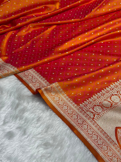 Magentic Gold Shades Tanchoi Motif Mashru Silk Saree MST-13