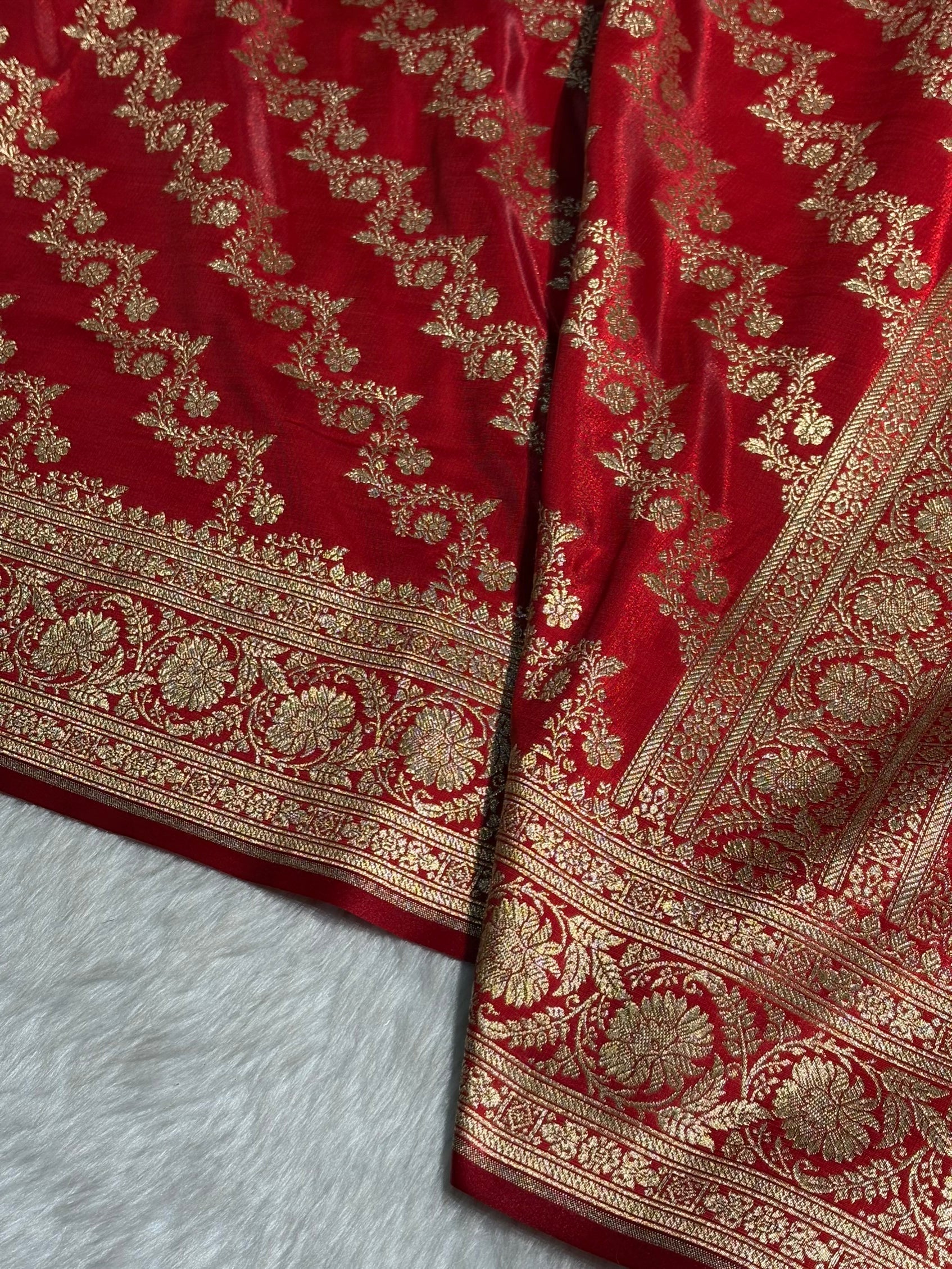 Red Shades Banarasi Satin Silk Saree SS32