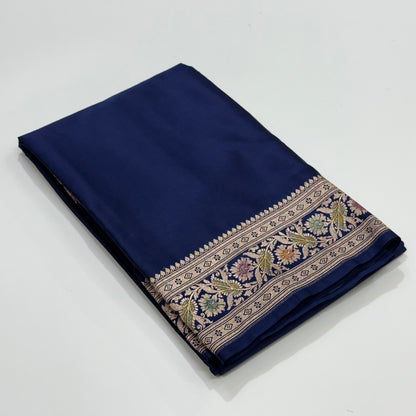 Navy Minakari Plain Mashru Silk Saree