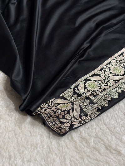 Black Shades Banarasi Boota Pattern Minakari Floral Mashru Silk Saree MSM-121