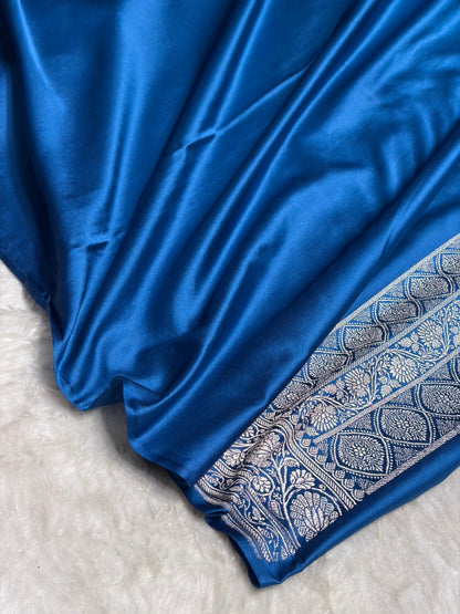 Royal Blue Shades With Banarasi Minakari Booti Mashru Silk Saree MS78
