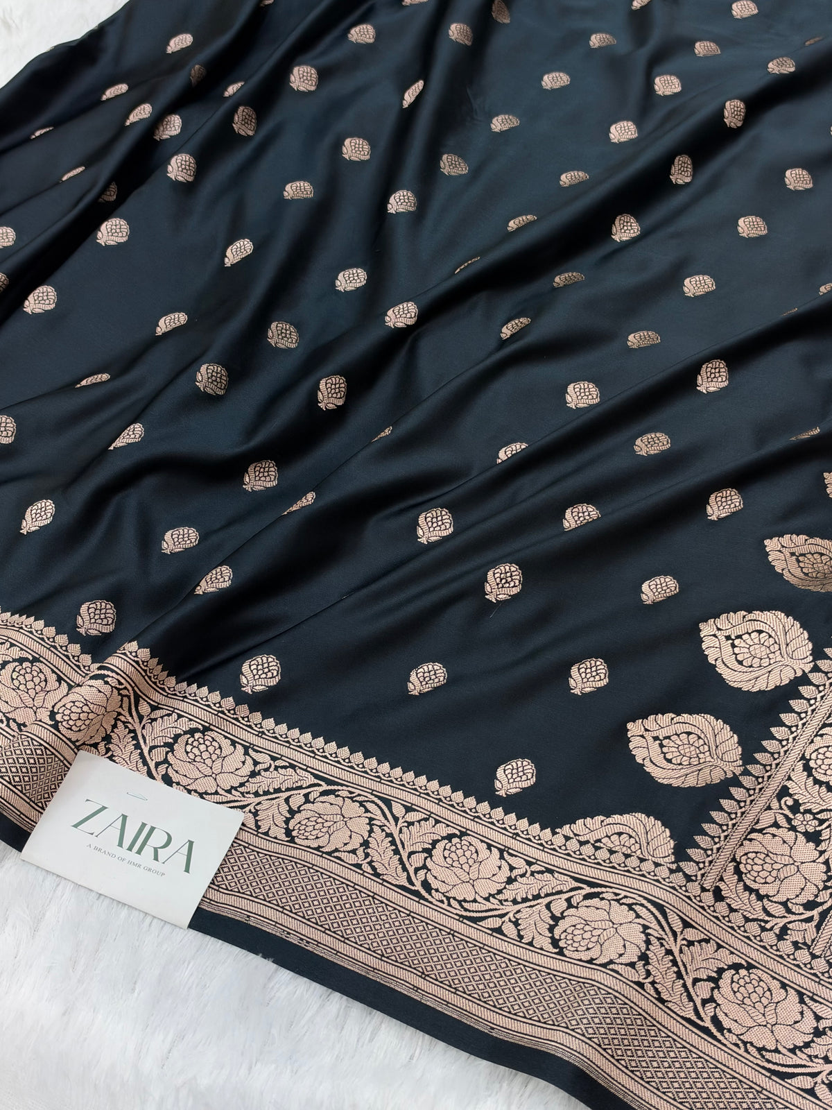 Black Shade With Booti Pattern Mashru Silk Saree