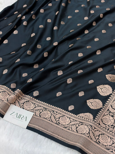 Black Shade With Booti Pattern Mashru Silk Saree