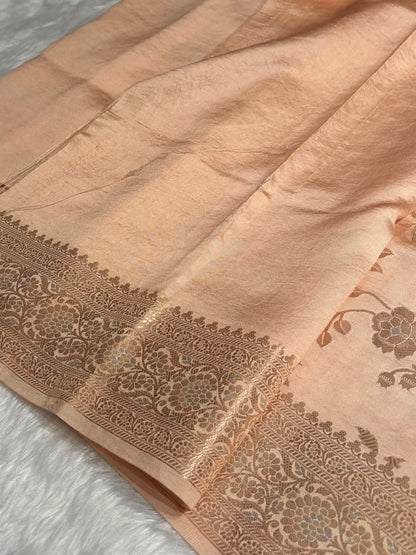 Peach Shade Minakari Pure Caramel Silk Saree CS-04