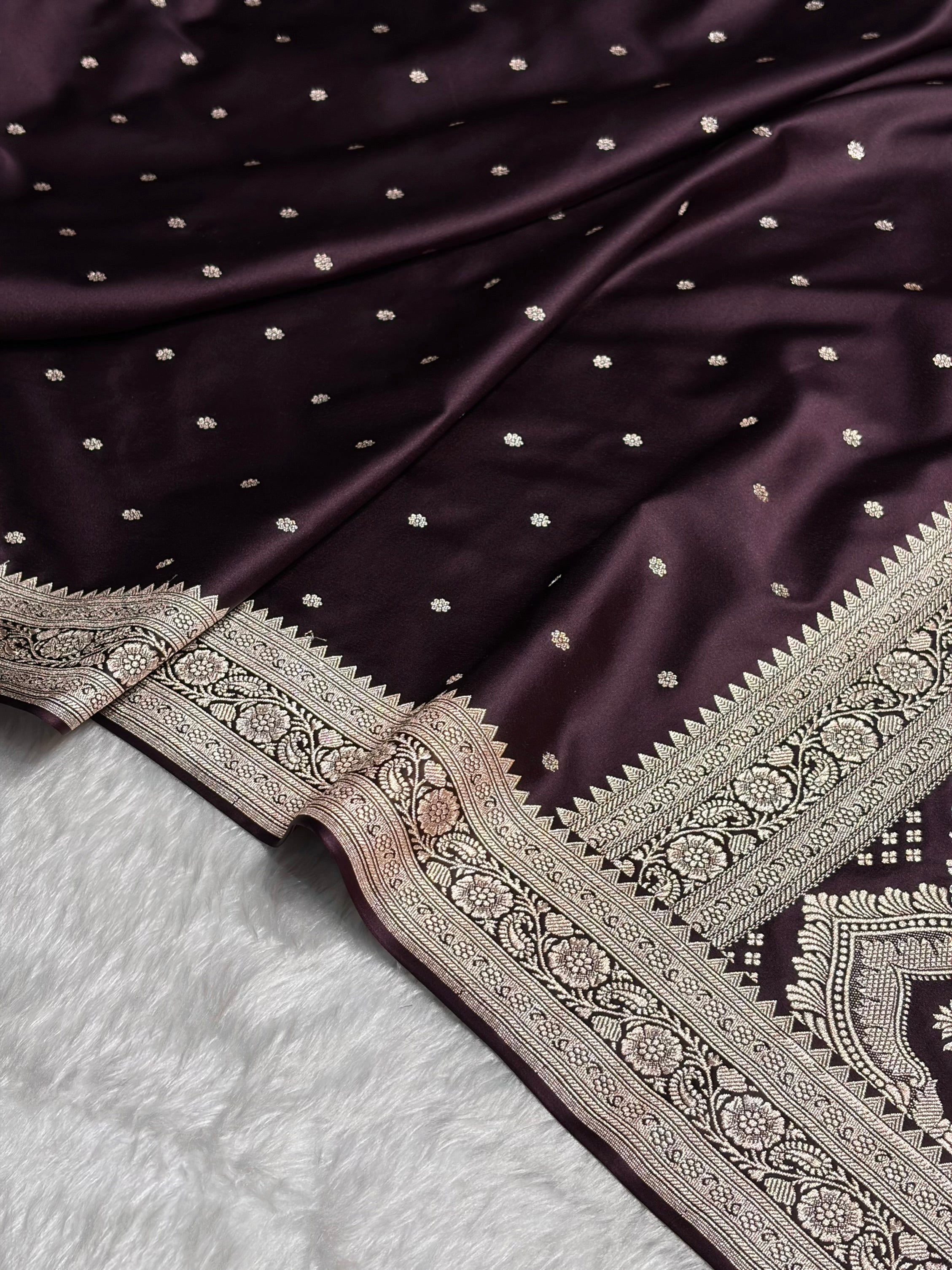 Dark Wine shade Booti Mashru Silk Saree MS26