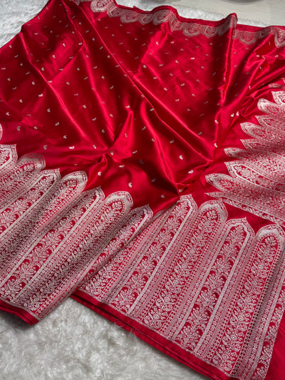 Skirt Border Red Mashru Silk Saree MCS13