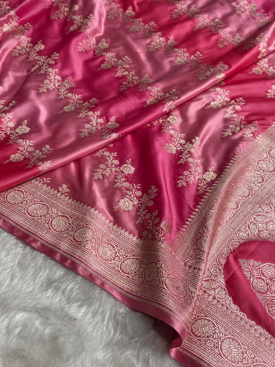 Baby Pink Rangkat Banarasi Cross Mashru Silk Saree MSRK01