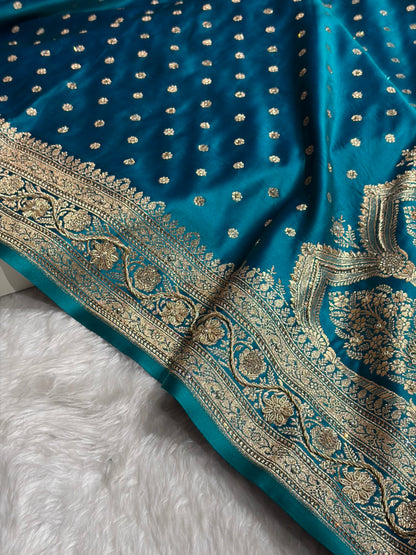 Banarasi Peacock Katan Silk Saree With Ari Zardozi and Swarovski stone work BSK01