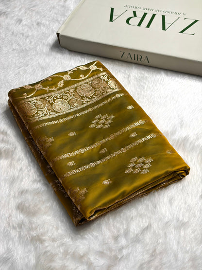 Liril Mehendi Floral Boota Pattern Satin Katan Silk saree SK39