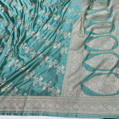 Banarasi Pattern Turquoise Shade Mashru Silk Saree MS01