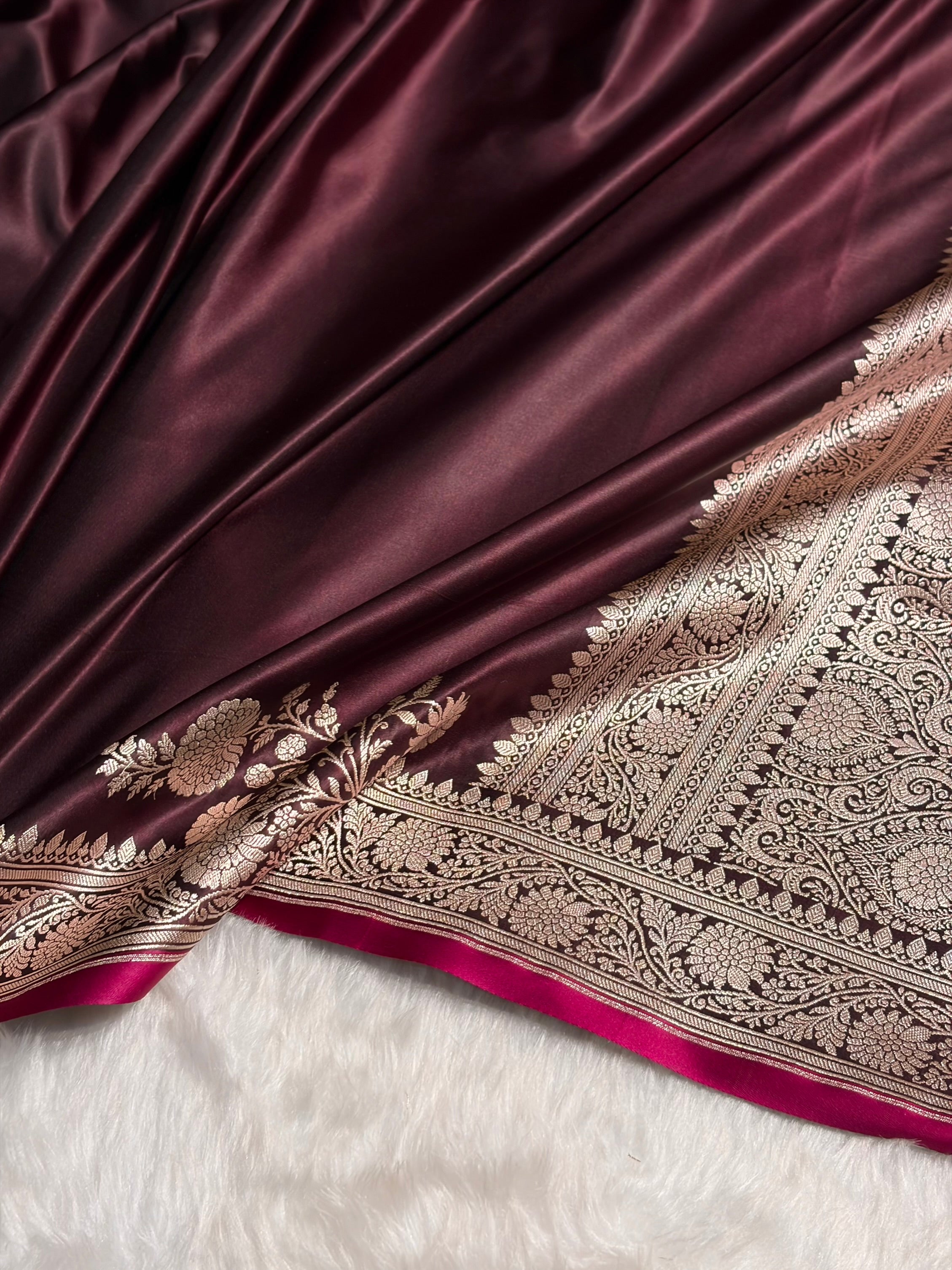 Garnet Shades Floral Border Mashru Silk Saree MSM-62