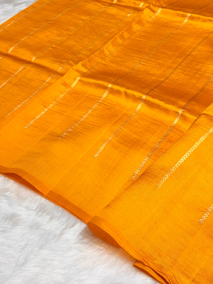 Mustard Shades Meena Boota Handwoven Raw Mango Silk RM-31