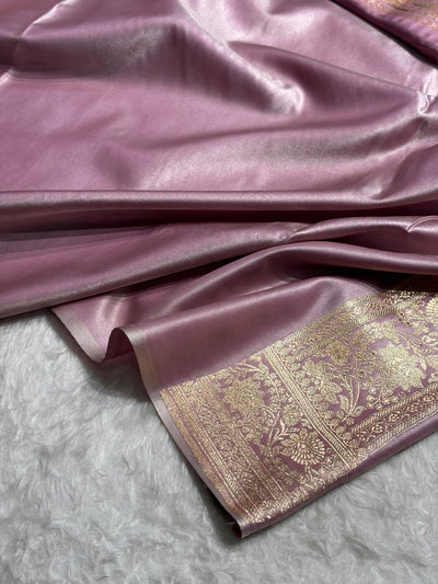Banarasi Light Weight Satin Silk Dusty Lavender Cross SS10
