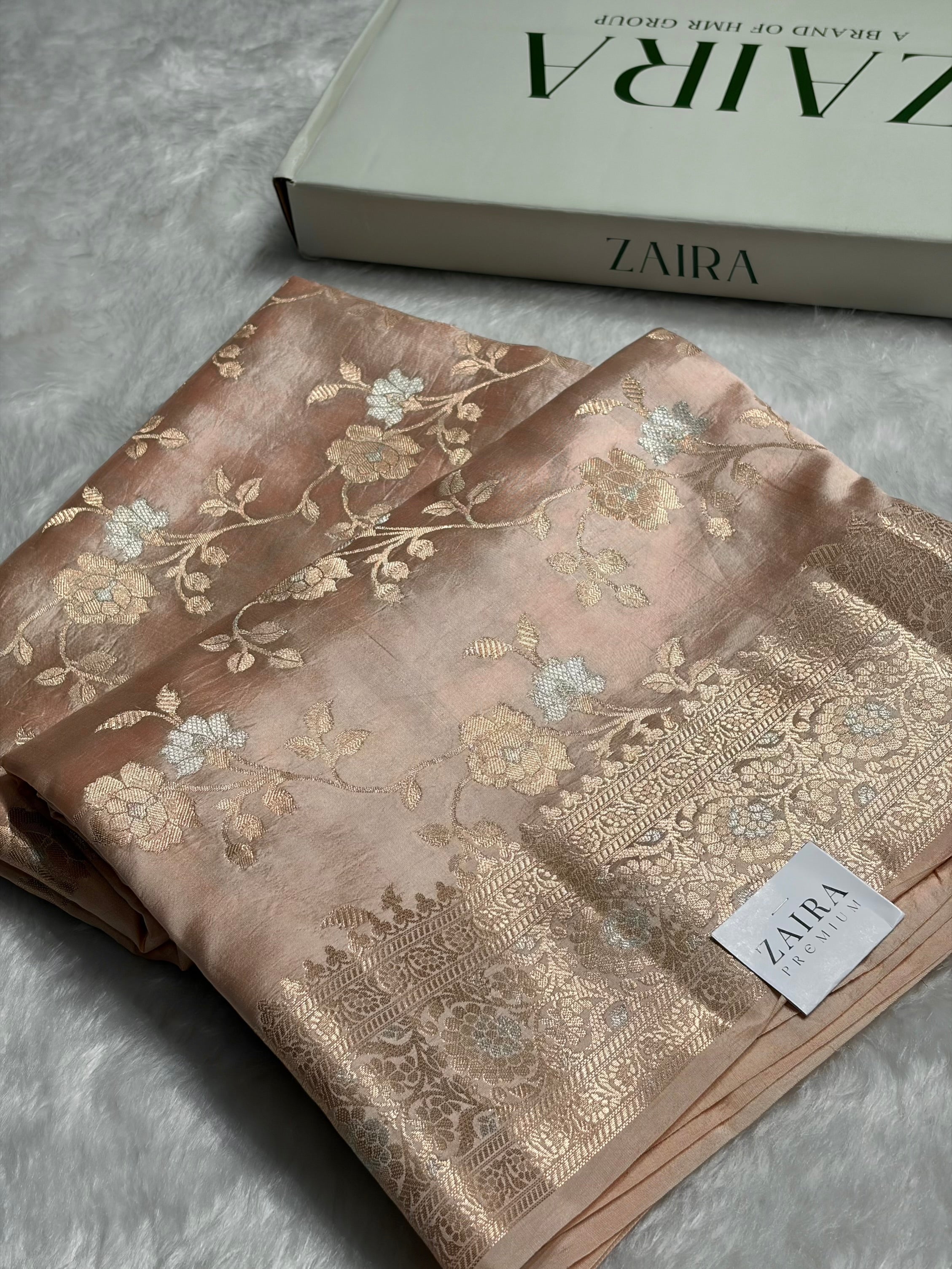 Peach Shade Minakari Pure Caramel Silk Saree CS-04