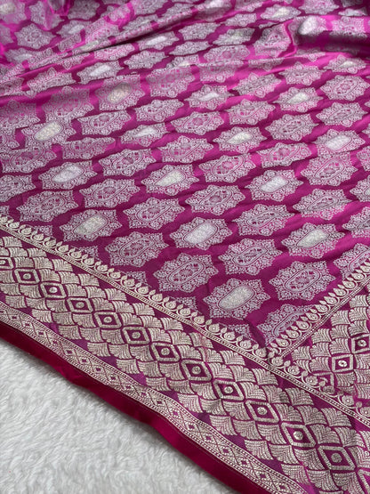 Banarasi Lavender Shades Tanchoi Motif Mashru Silk Saree
